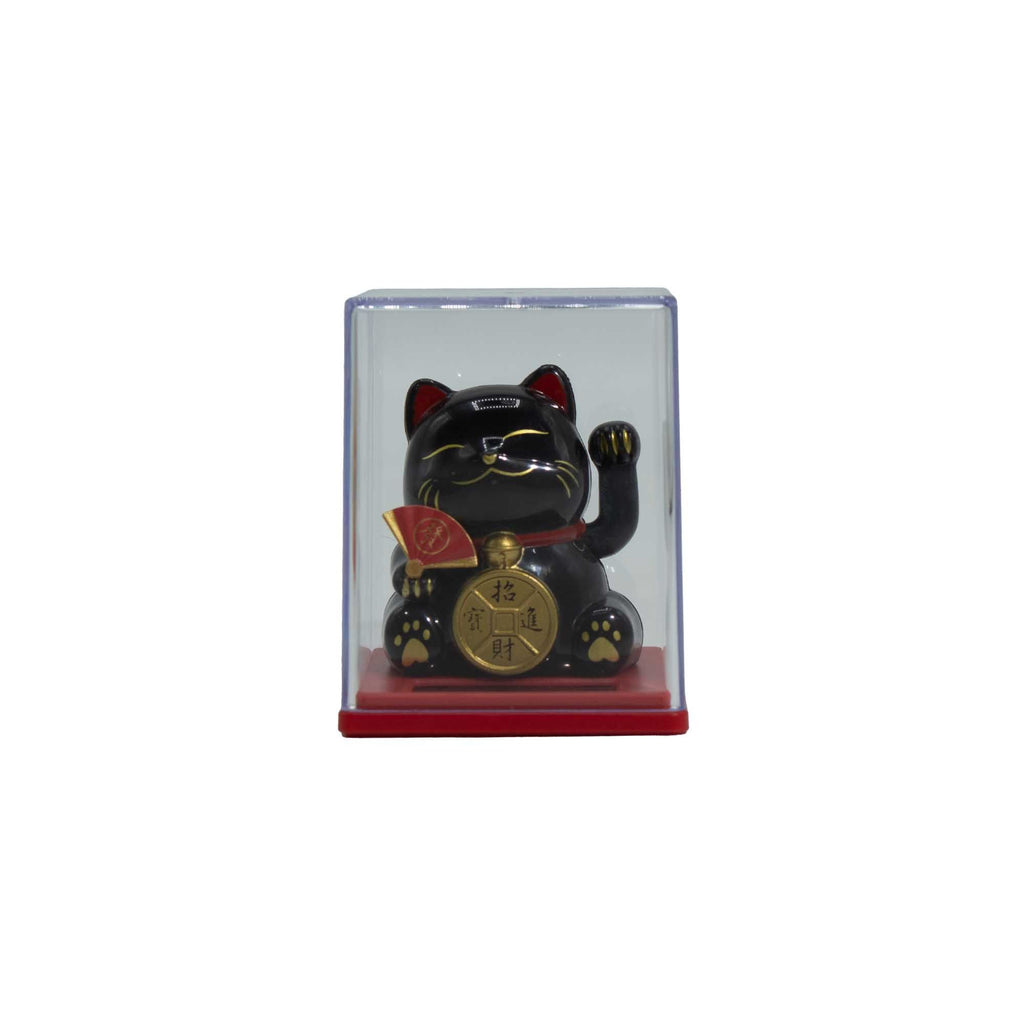 Mini Solar Powered Money Cat in Box Black Decorative Accent Piece