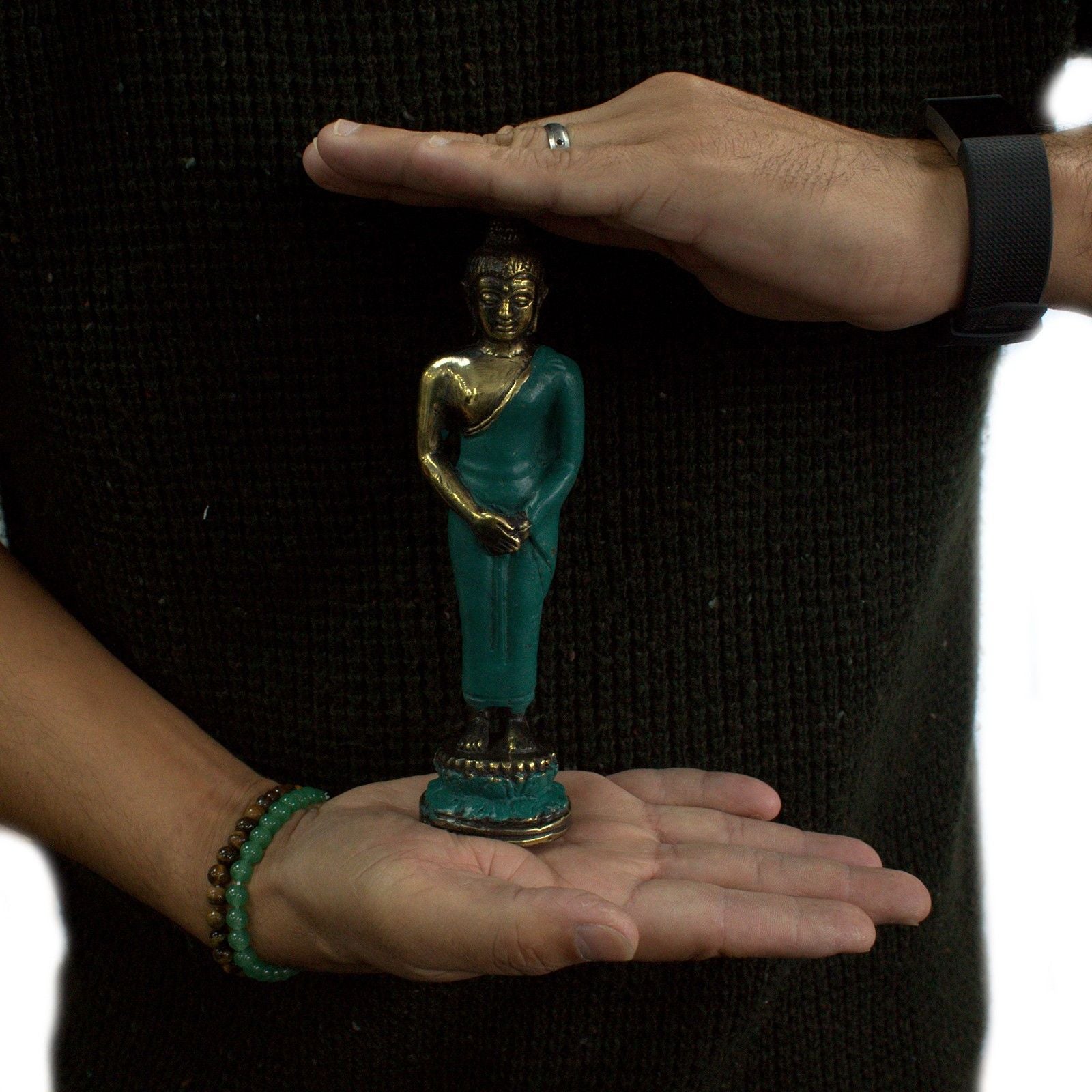 Med Standing Buddha Brass Fengshui Ornament for Elegant Home Decor