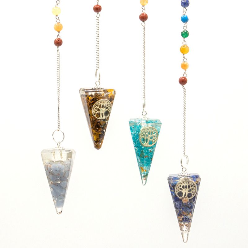 Orgonite Power Chakra Pendulum with Tree of Life Design