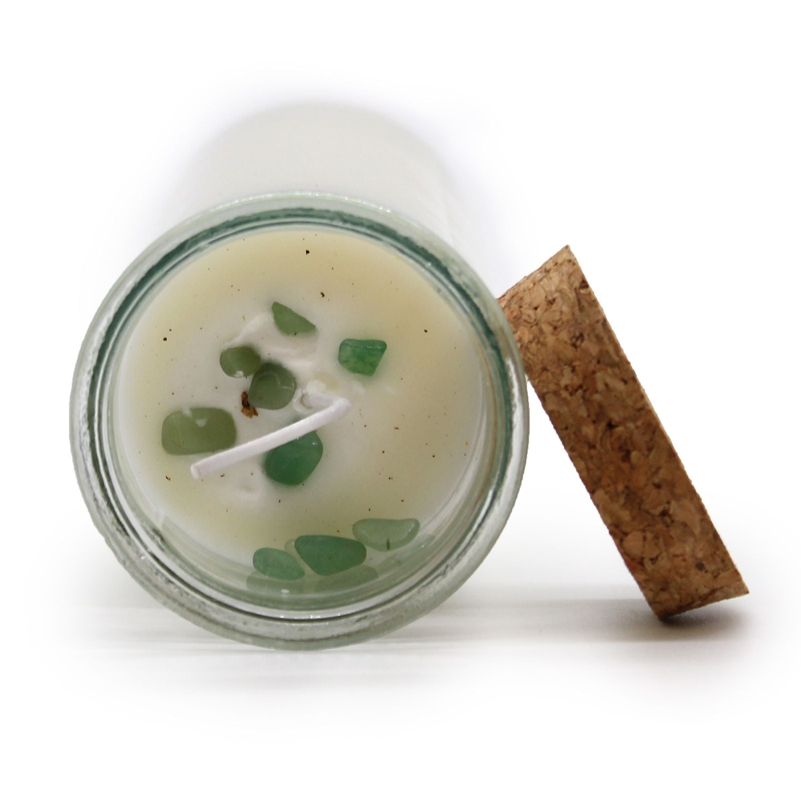 Magic Spell Candle Happiness with Green Aventurine Gemstones