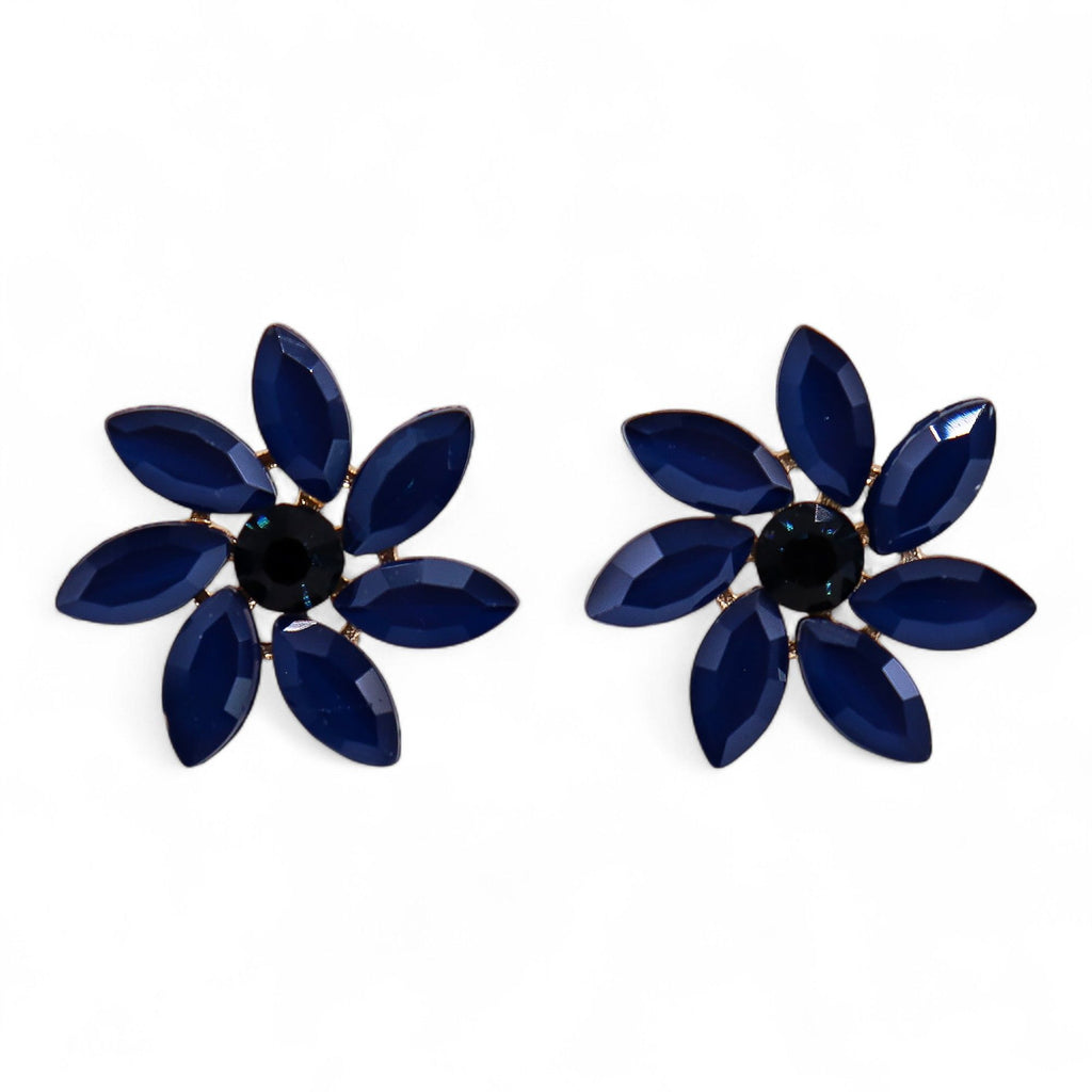 Royal Blue Vintage Glass Flower Earrings for Elegant Style