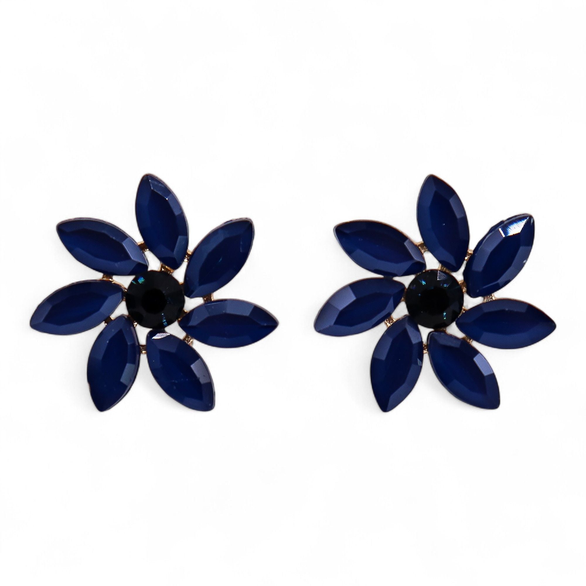 Royal Blue Vintage Glass Flower Earrings for Elegant Style