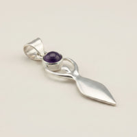 Indian Devotional Pendant - Silver Plated (45cm Cord)- Goddess Amethyst