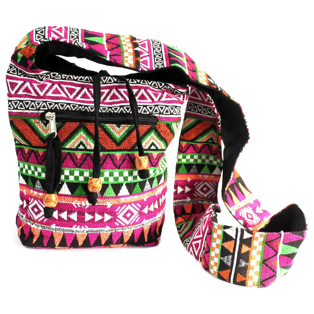 Stylish Pink Jacquard Sling Bag for Everyday Casual Adventures