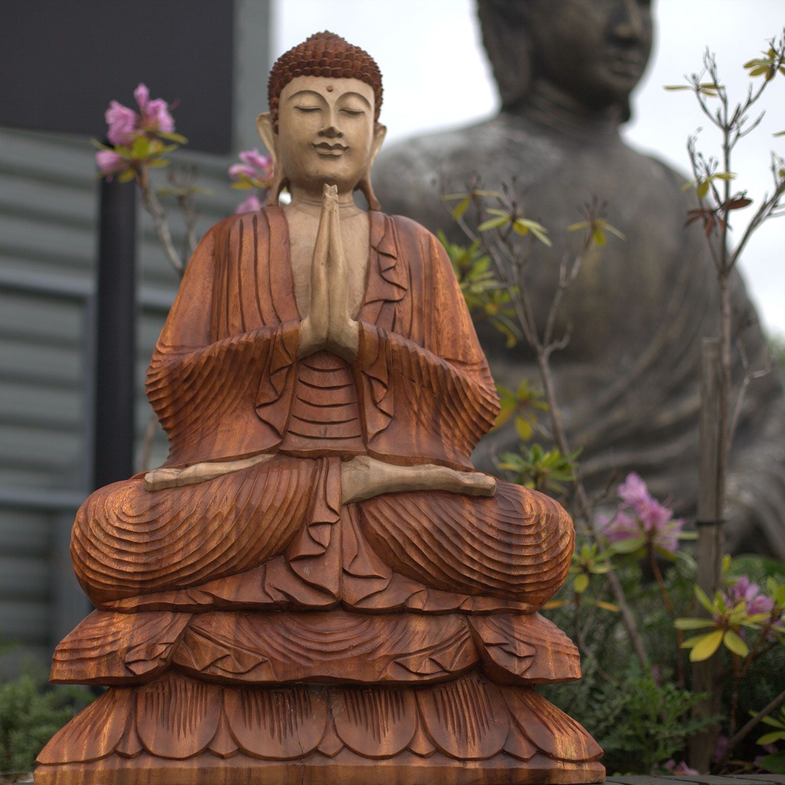 Hand Carved Buddha Statue 80cm Welcome for Home Decor