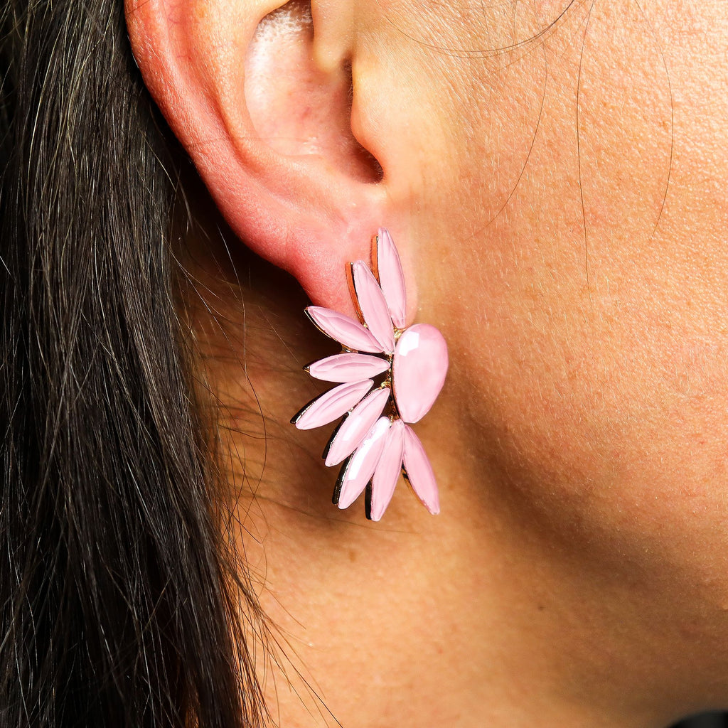 Soft Pink Vintage Glass Angel Wings Earrings for Elegant Style