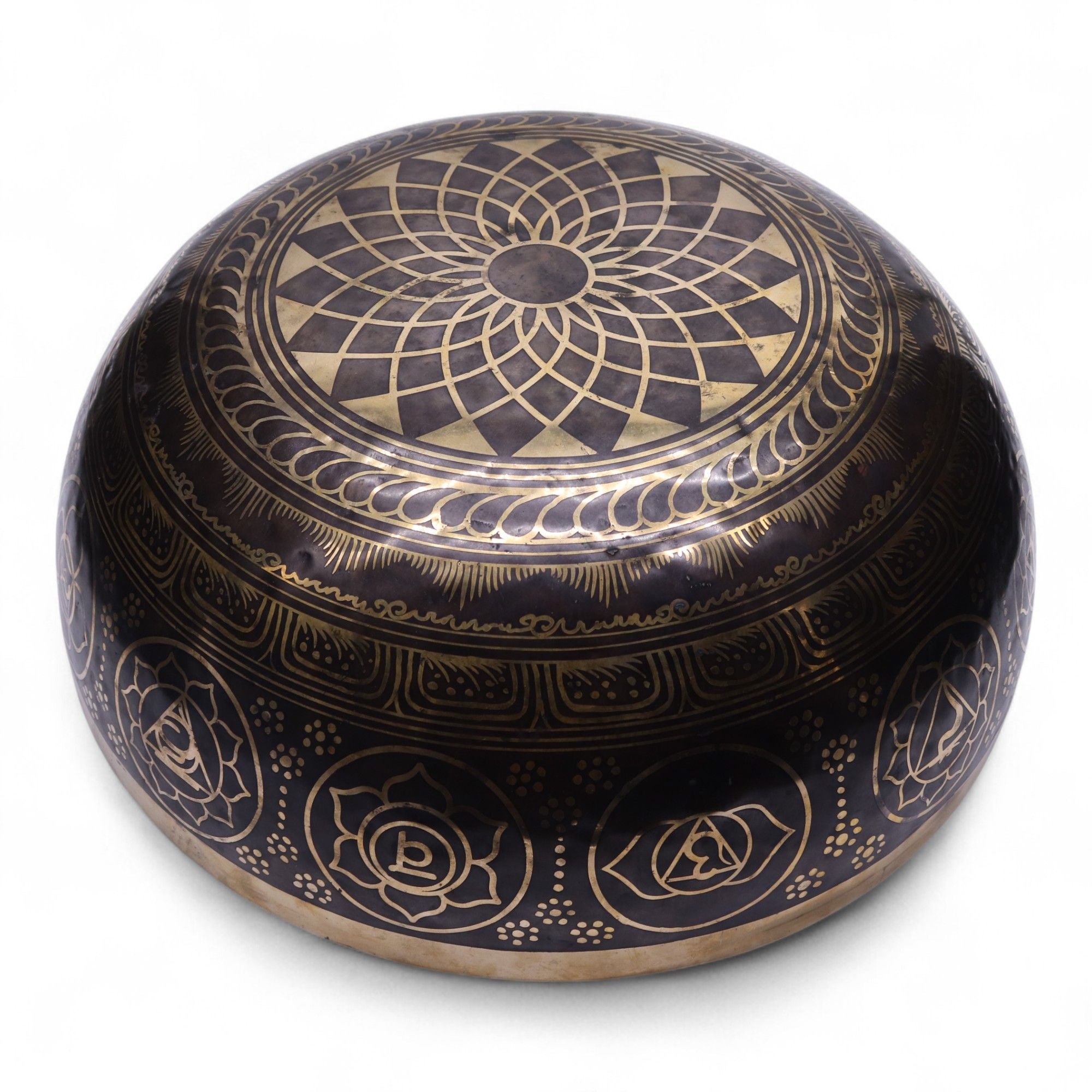 Engraved Huge Vibrational Feet Standing Bowl for Sound Therapy Use