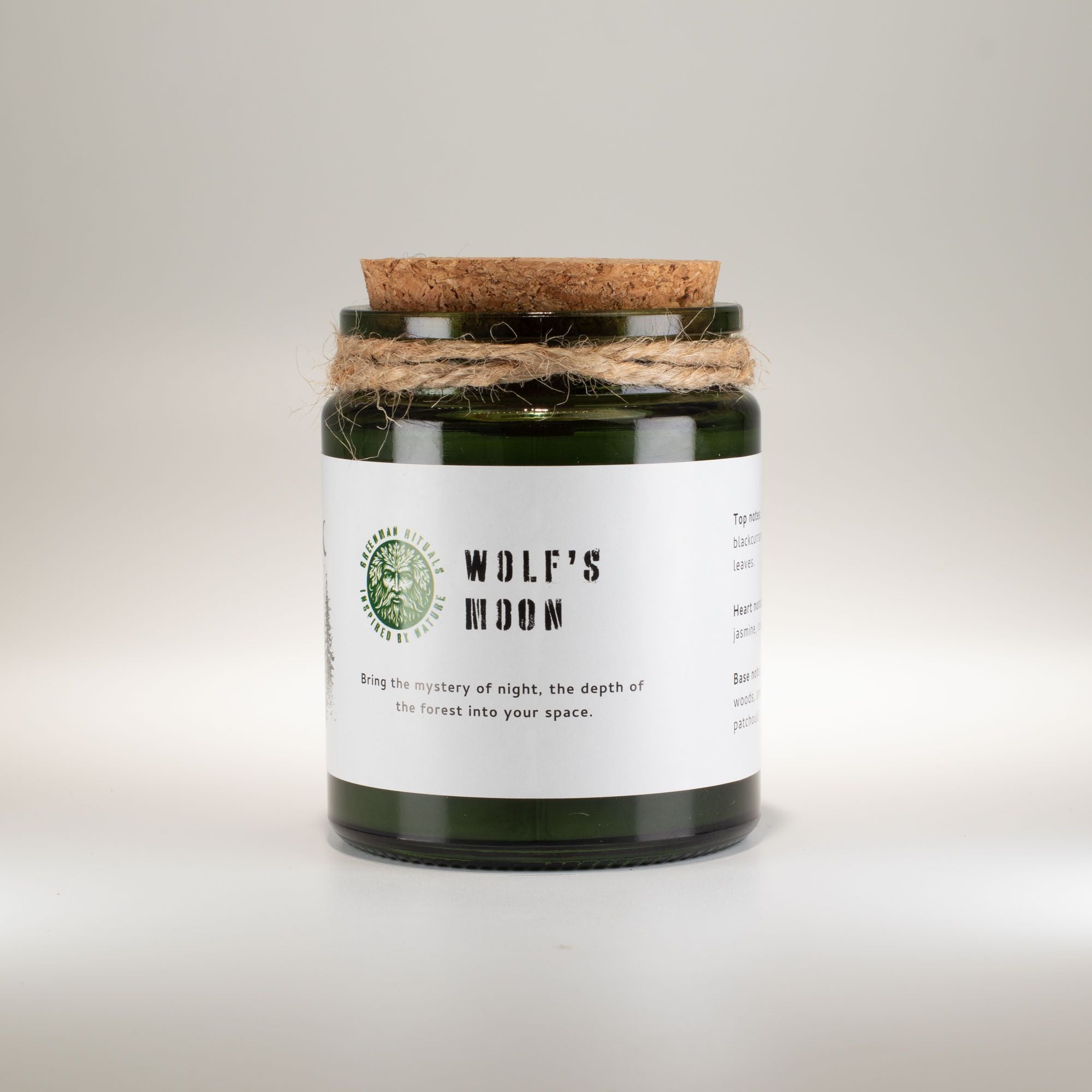Greenman Woodwick Soy Candle Wolf's Moon in Deep Green Glass Jar