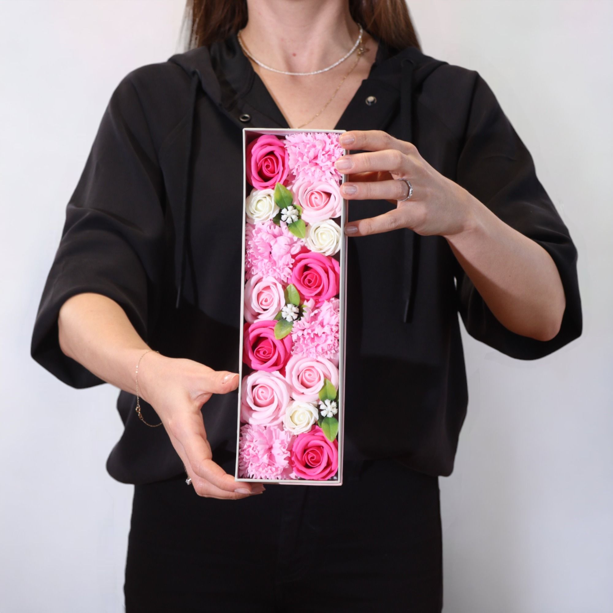 Long Box Baby Blessings Pink Soap Flowers Gift for New Arrivals