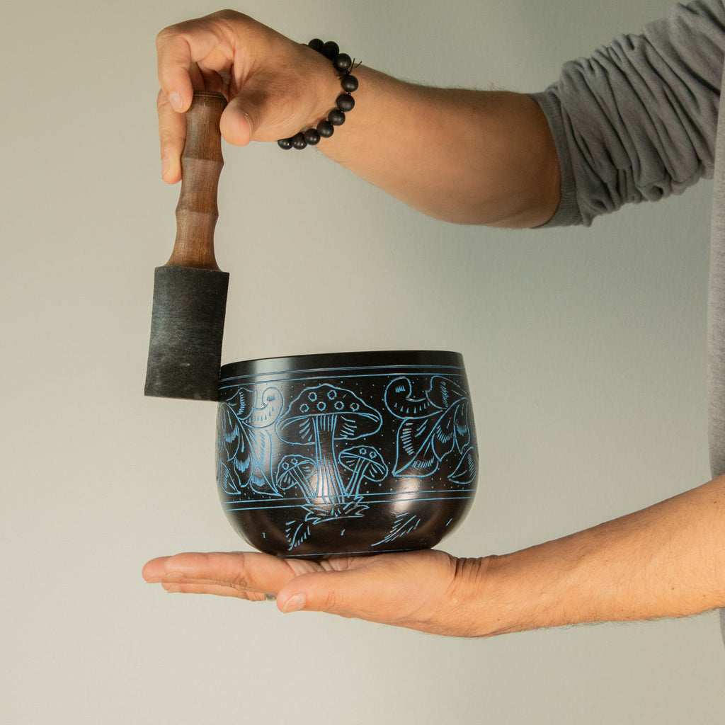 Magic Mushroom Blue Cauldron Singing Bowl for Meditation Spaces