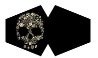Reusable Poly-Cotton Face Mask with Filter Pocket – Flower Skull (Adult)