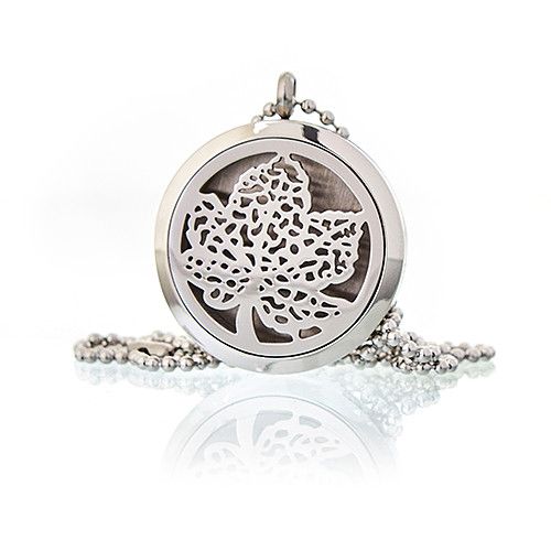 Aromatherapy Diffuser Necklace with Leaf Design 30mm Locket Style