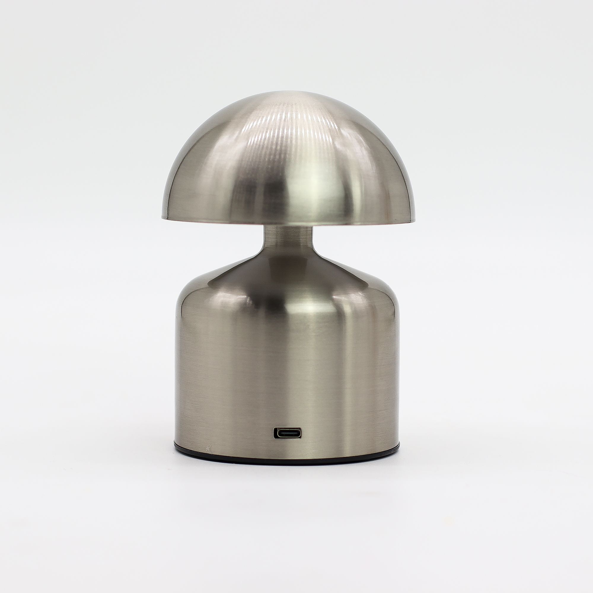 Dome Mushroom Silver Touch Lamp with USB C Rechargeable Design