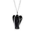 Gemstone Guardian Angel Pendant in Black Agate with Chain