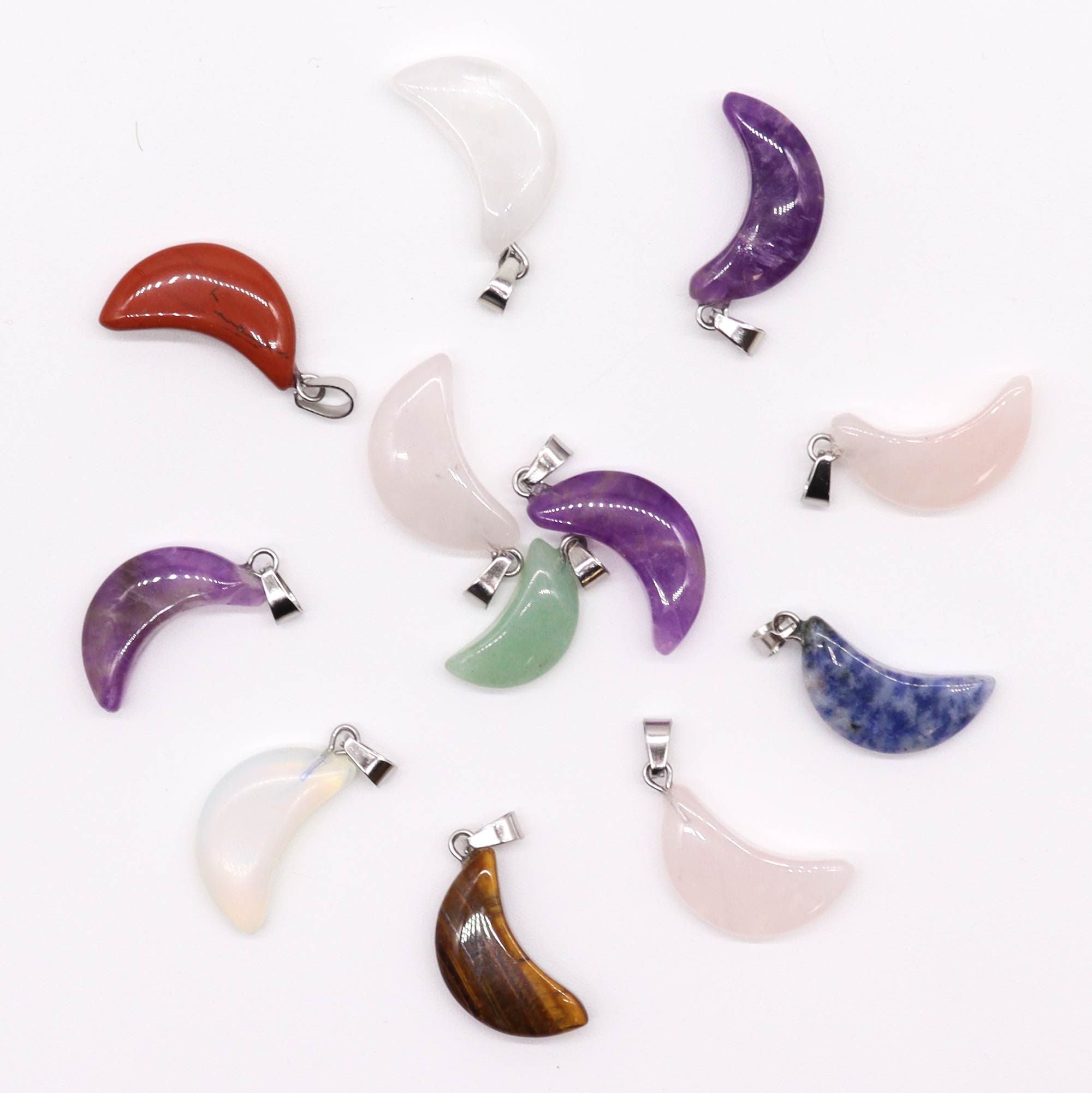 Gemstone Moons Pendants Assorted Set of 12 for Unique Designs