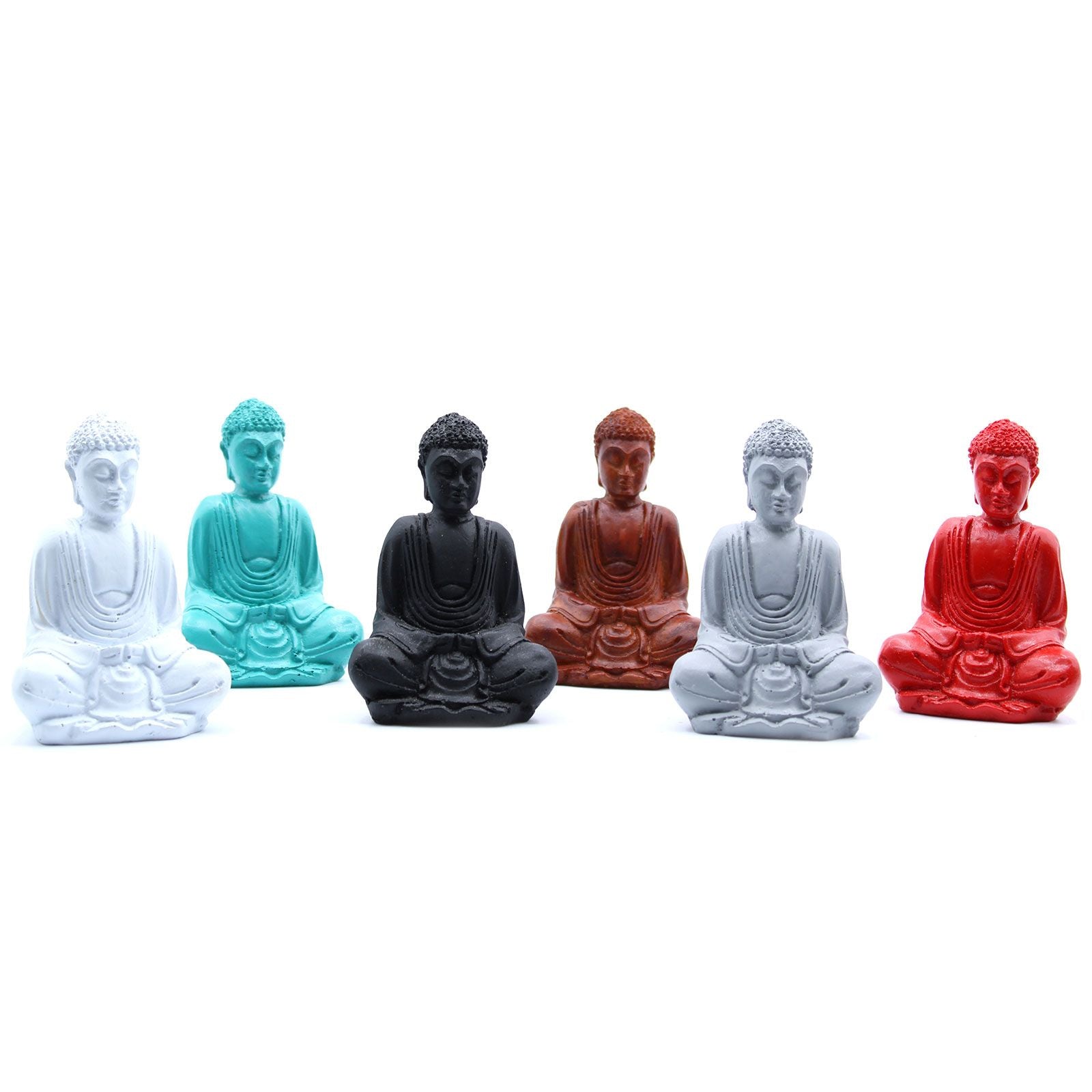Matt Mini Buddha Statues in Assorted Colours for Home Decor