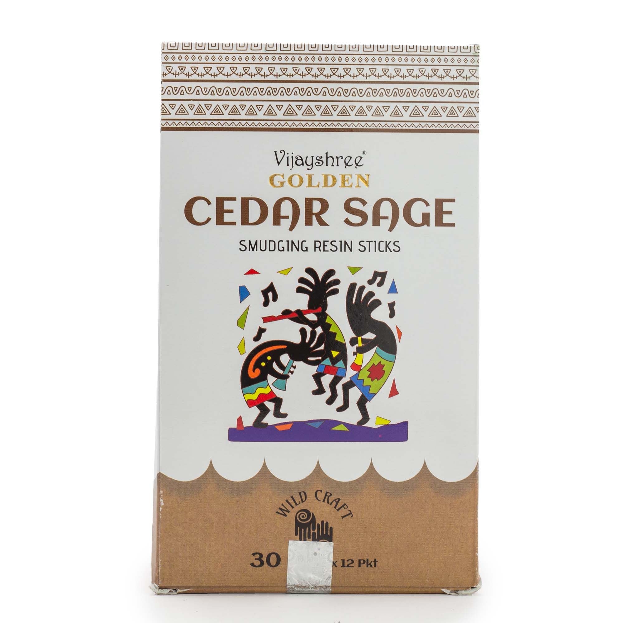 Golden Cedar Sage Smudging Resin Sticks in Illustrated Box 30g