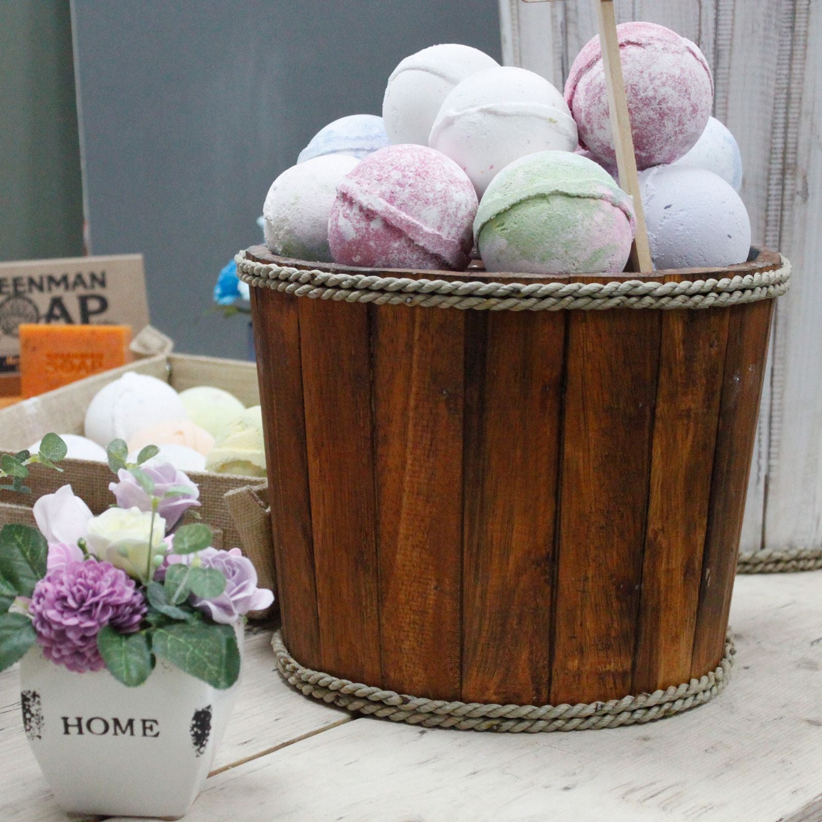 Small Brown Wooden Storage Tub for Home Organisation and Style