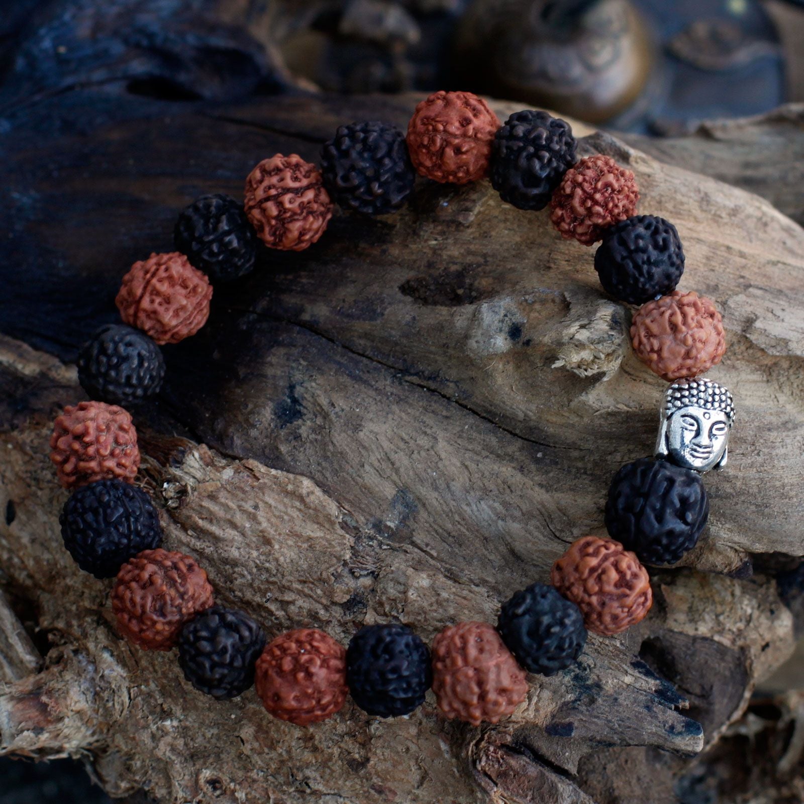 Rudraksha Buddha Bangle Mala with 20 Unique Decorative Beads