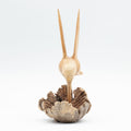 Handmade Parasite Wood Art Carving of Hummingbird Drinking Nectar