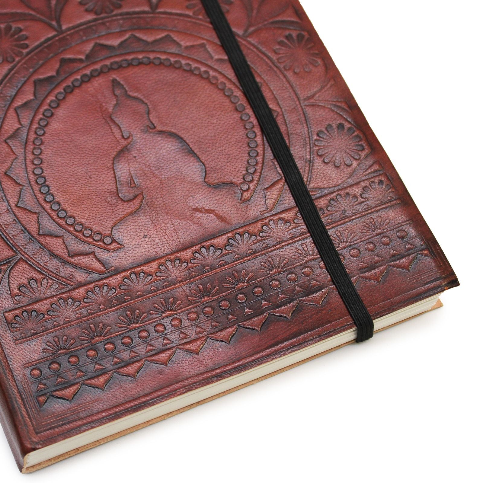 Small Notebook with Strap Featuring Tibetan Mandala Design