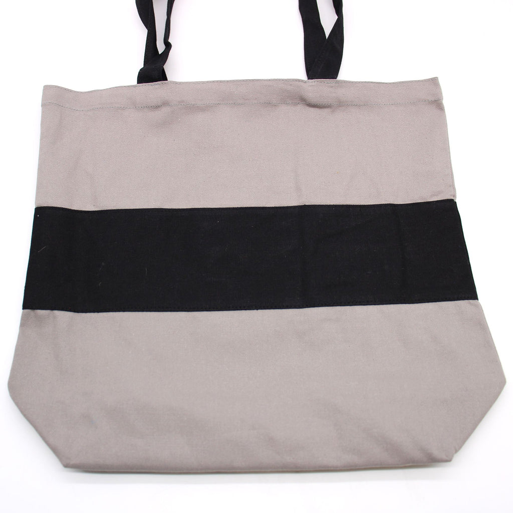 Two Tone Cotton Tote Bag Grey Black Eco Friendly Shopper 38x42cm