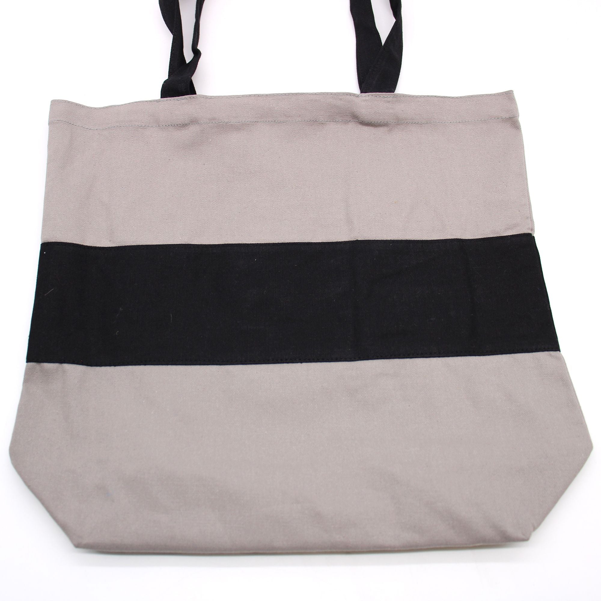 Two Tone Cotton Tote Bag Grey Black Eco Friendly Shopper 38x42cm