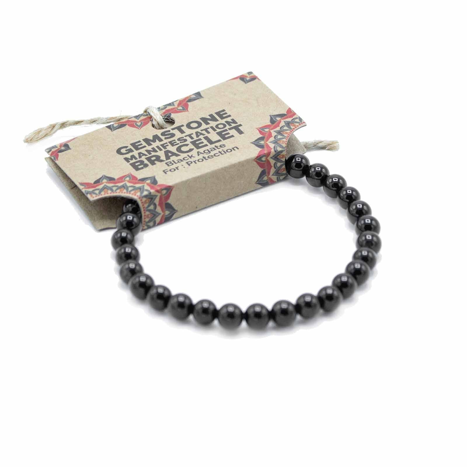 Gemstone Manifestation Bracelet with Black Agate for Protection