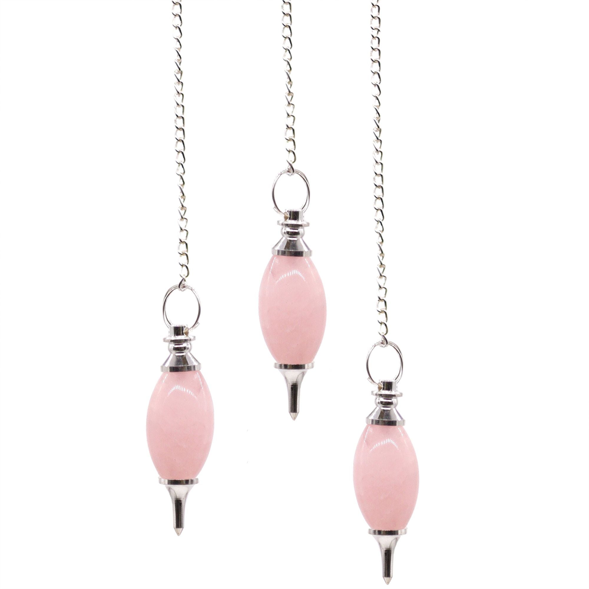 Lingam Shaped Gemstone Pendulum with Beautiful Rose Quartz Design