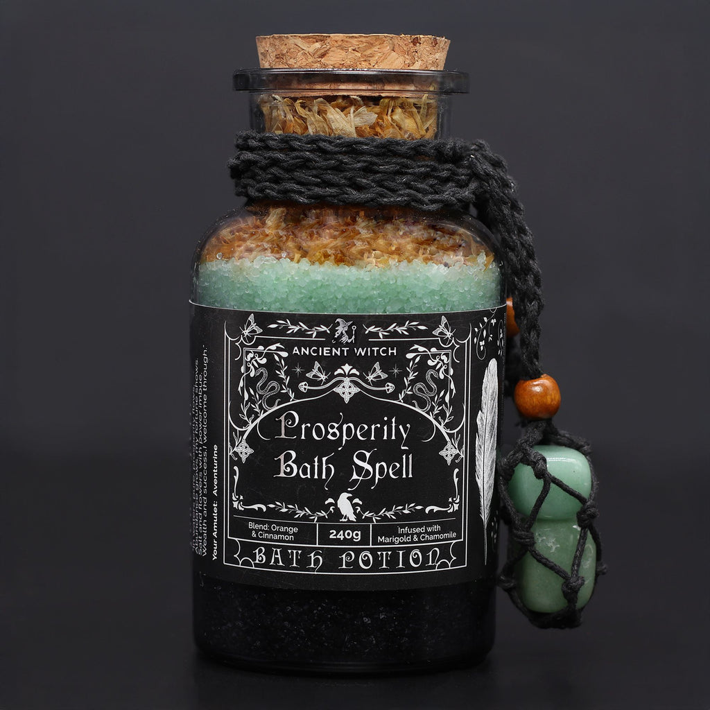 Aventurine Crystal Amulet and Prosperity Bath Spell Potion 240g