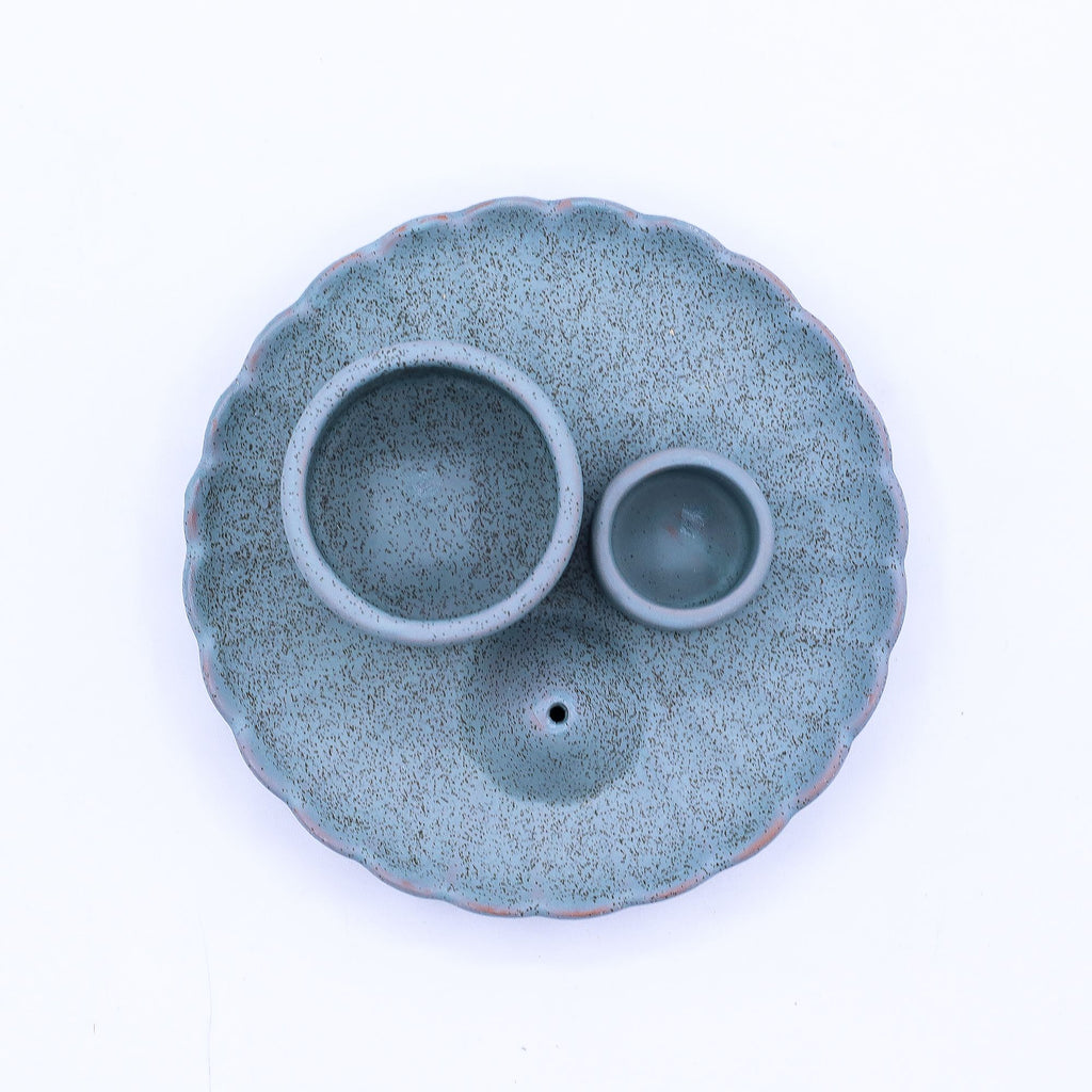 Palo Santo Stick and Smudge Holder with Lotus Flower Blue Design