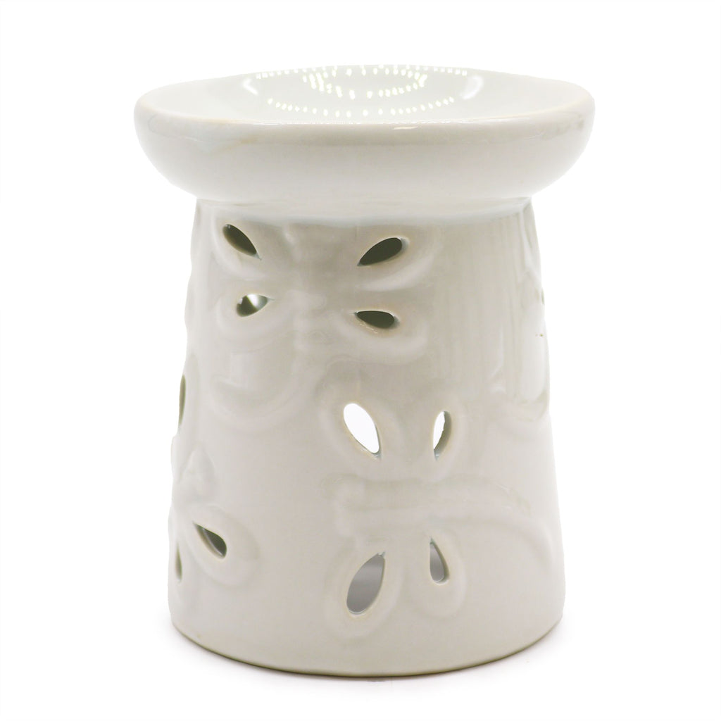 Classic White Dragonfly Oil Burner for Home Fragrance Decor