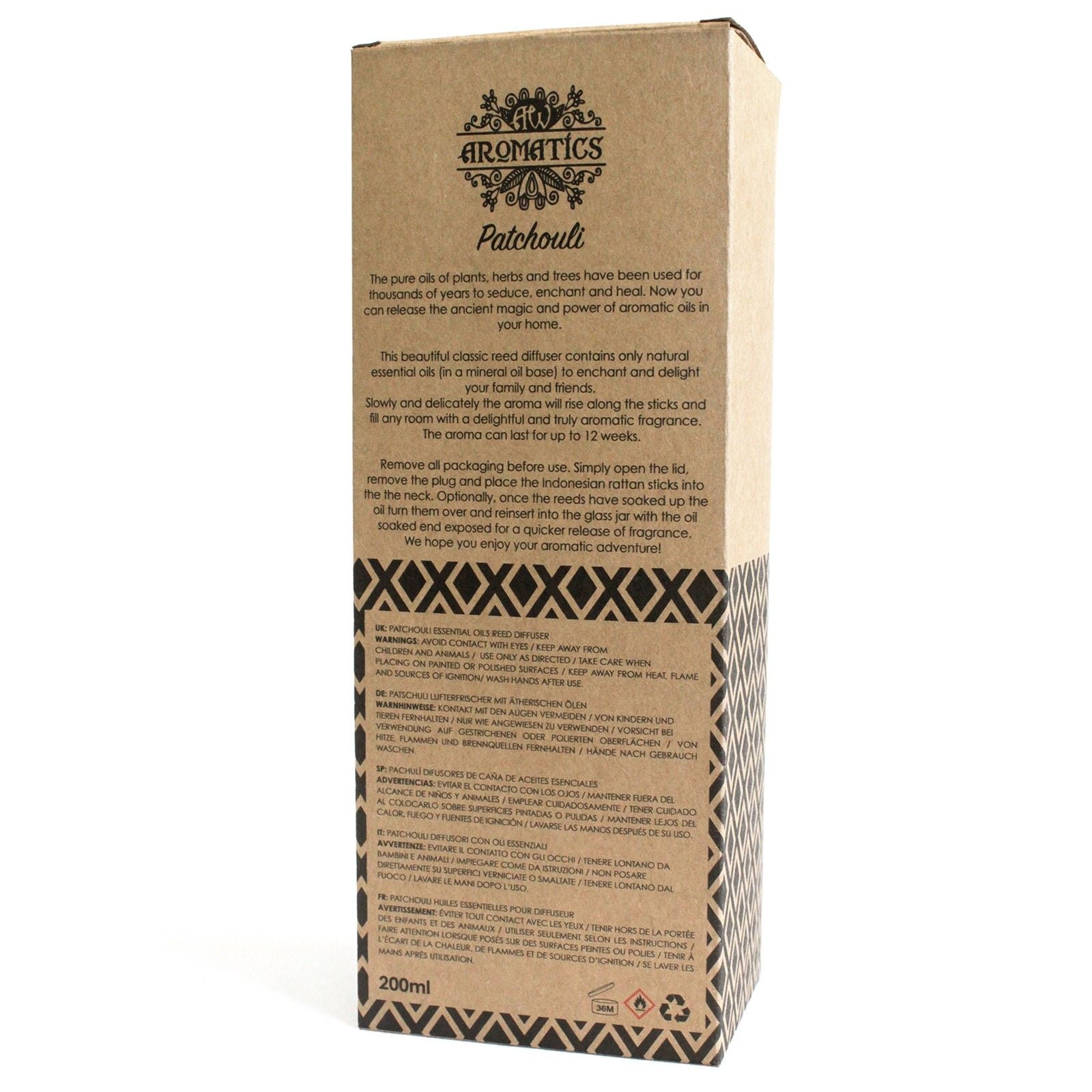 200ml Patchouli Essential Oil Reed Diffuser for Home Fragrance