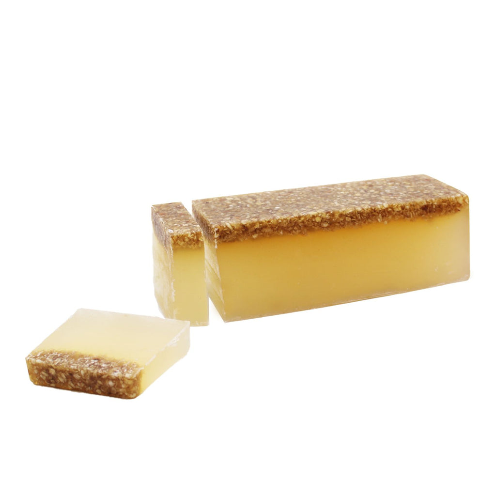 Honey & Oatmeal Soap Loaf with Exfoliating Oats on Top
