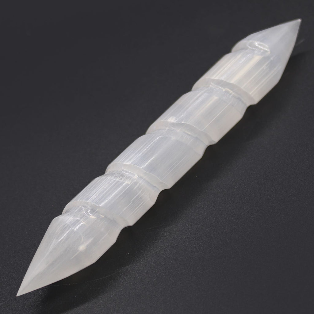 Selenite Spiral Wands 16 cm with Points for Decorative Use