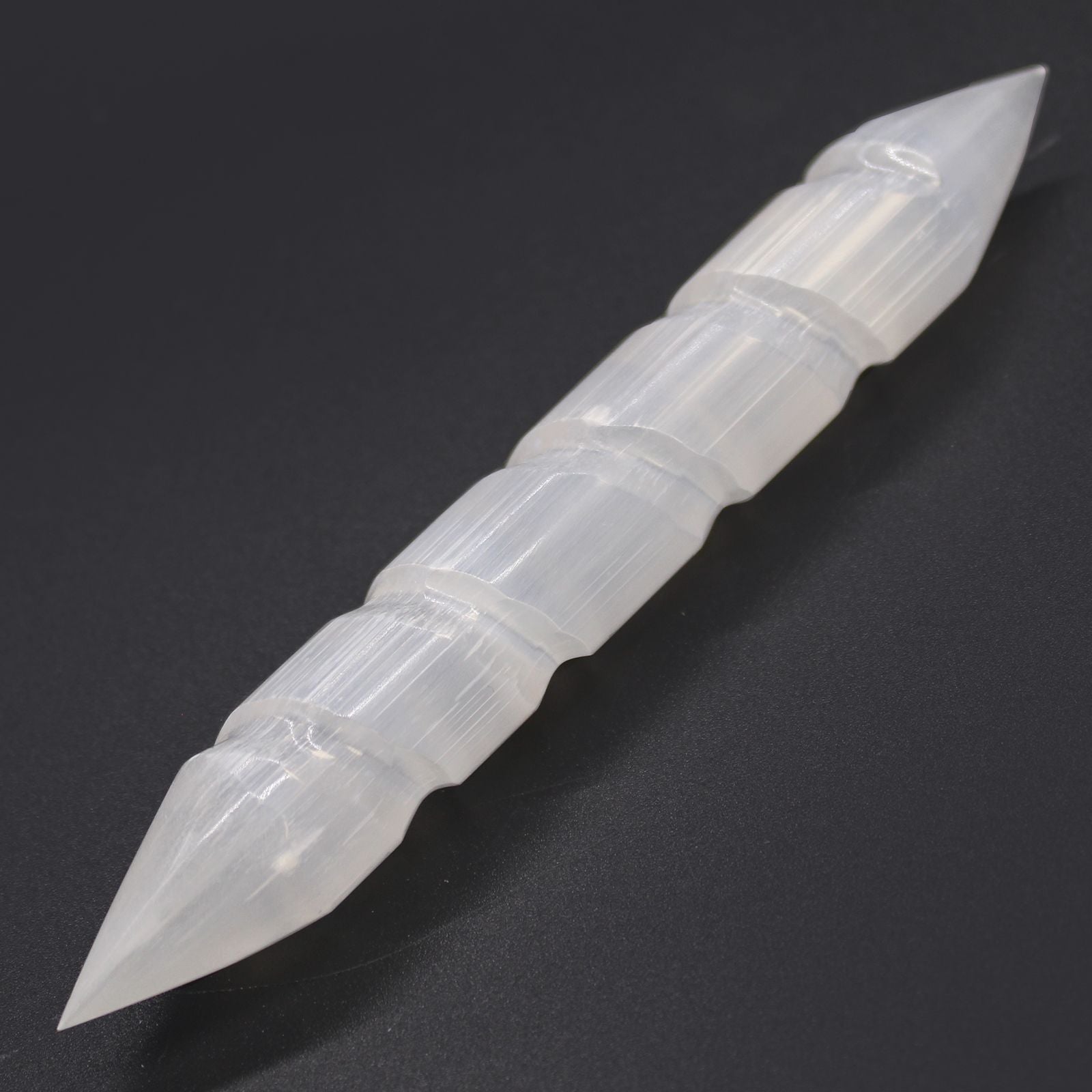 Selenite Spiral Wands 16 cm with Points for Decorative Use