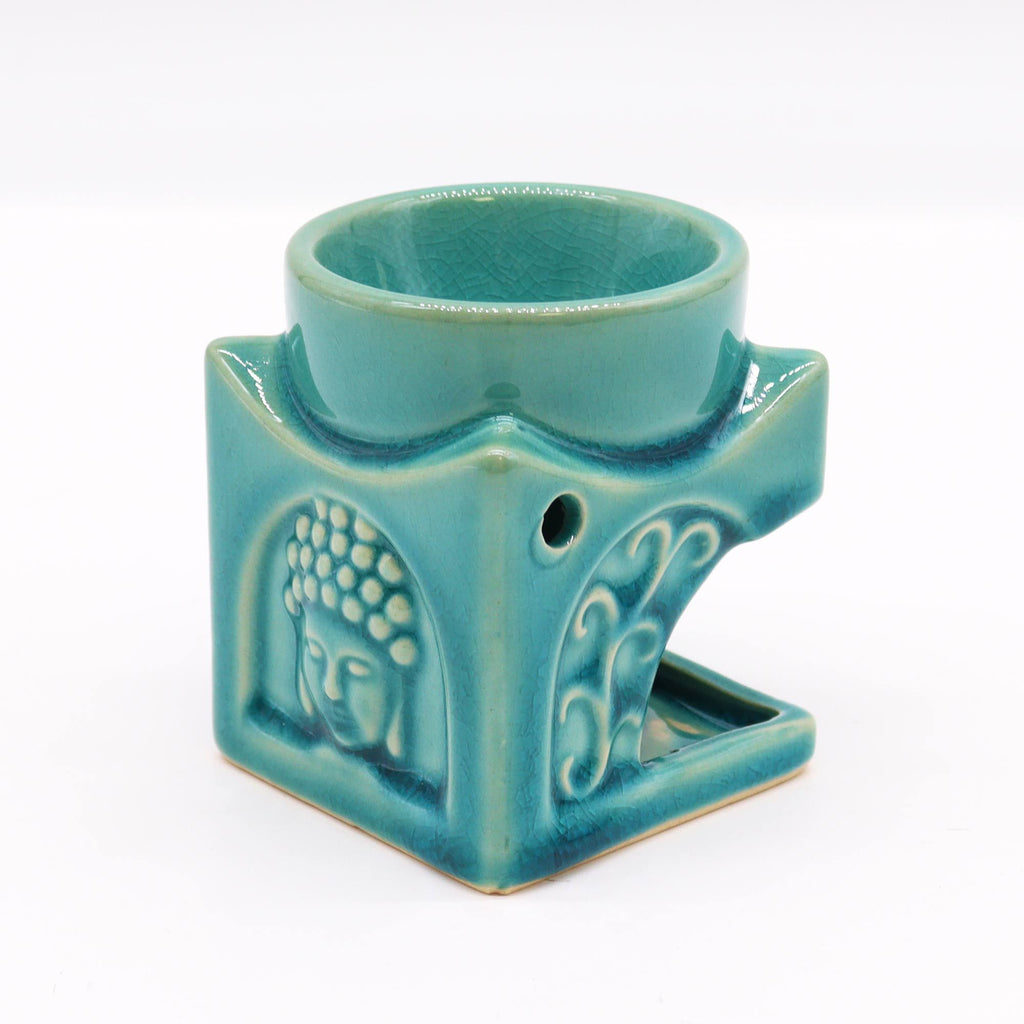 Square Buddha Burner in Soft Turquoise for Home Fragrance
