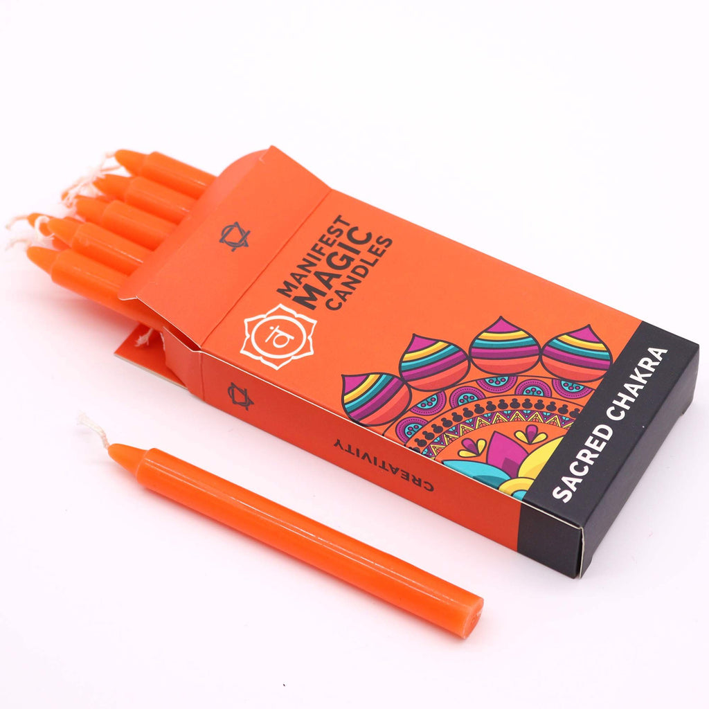 Manifest Magic Candles Pack of 12 for Orange Sacred Chakra