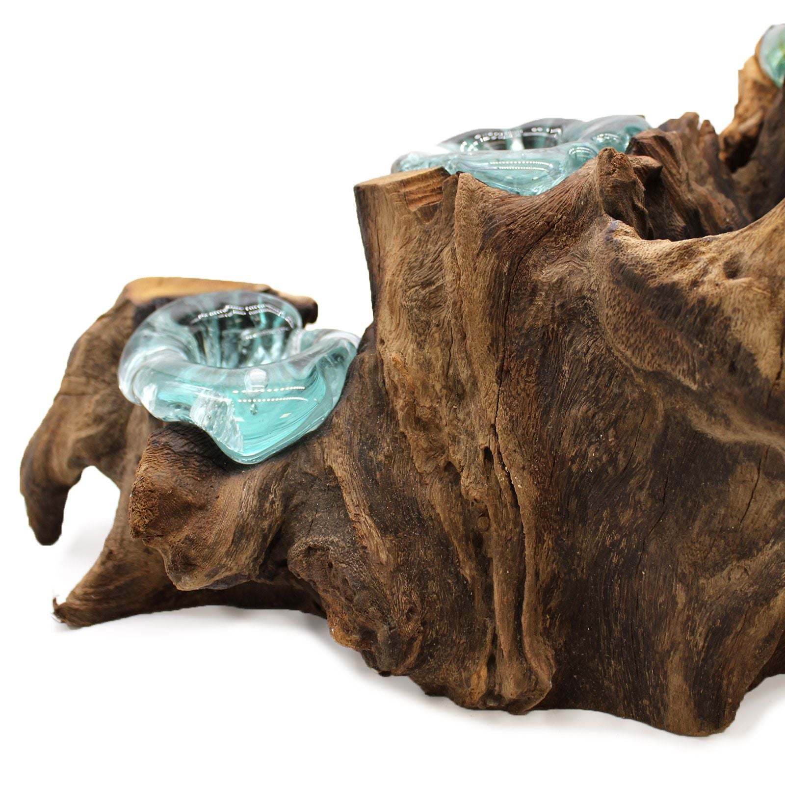 Molton Glass Five Candle Holder on Wood for Elegant Home Décor