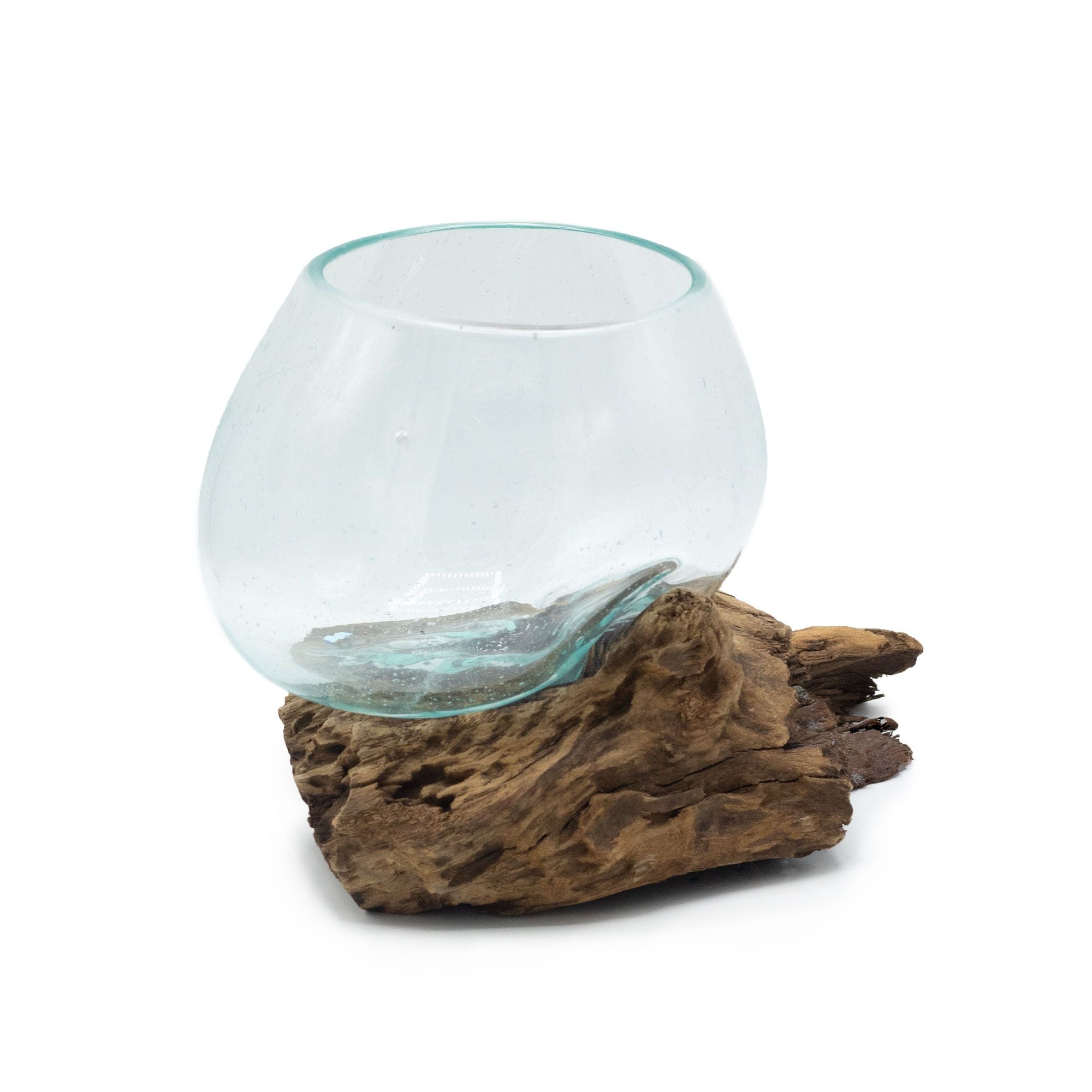 Molten Glass on Wood Medium Bowl for Stylish Home Decor Display