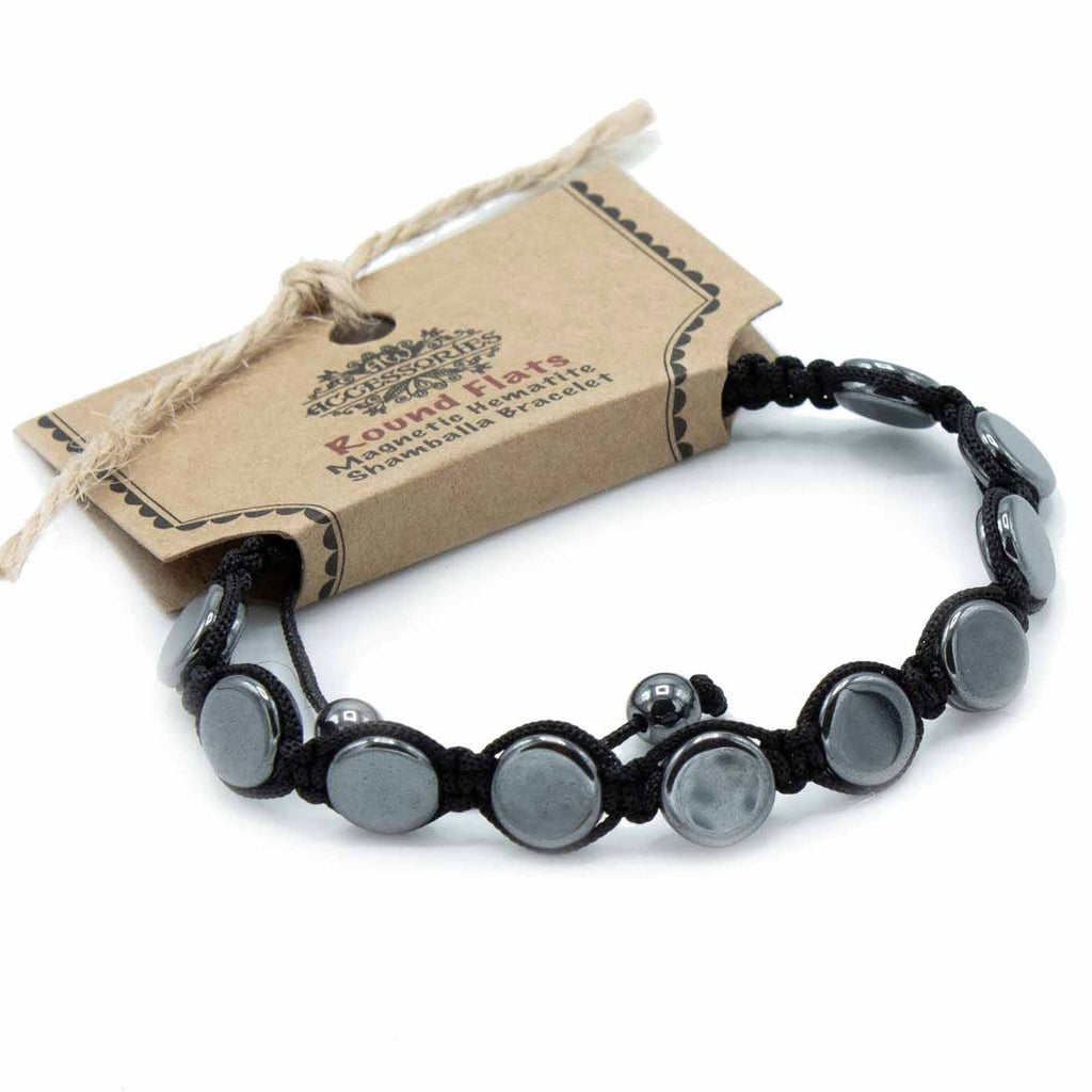 Magnetic Hematite Shamballa Bracelet with Stylish Round Flats