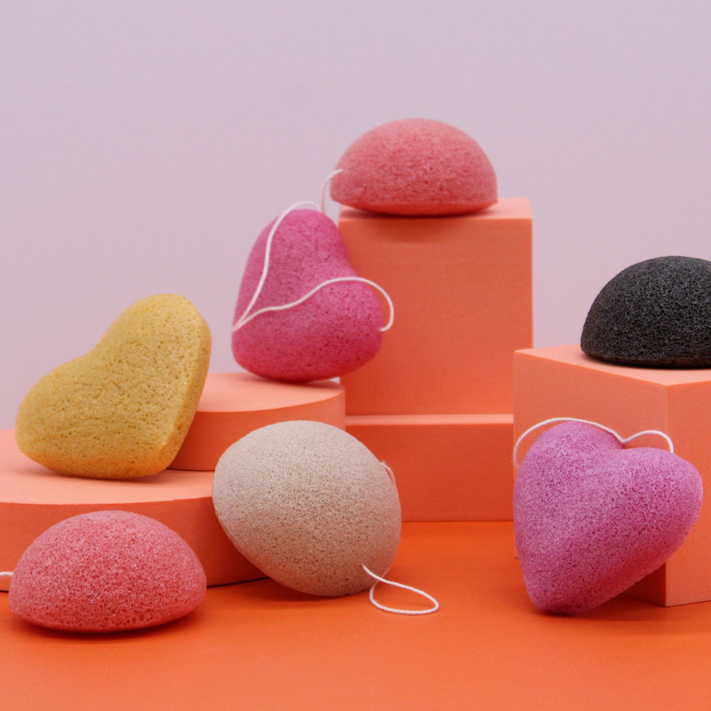 Konjac Heart Sponge Peach for Gentle Cleansing and Skin Care