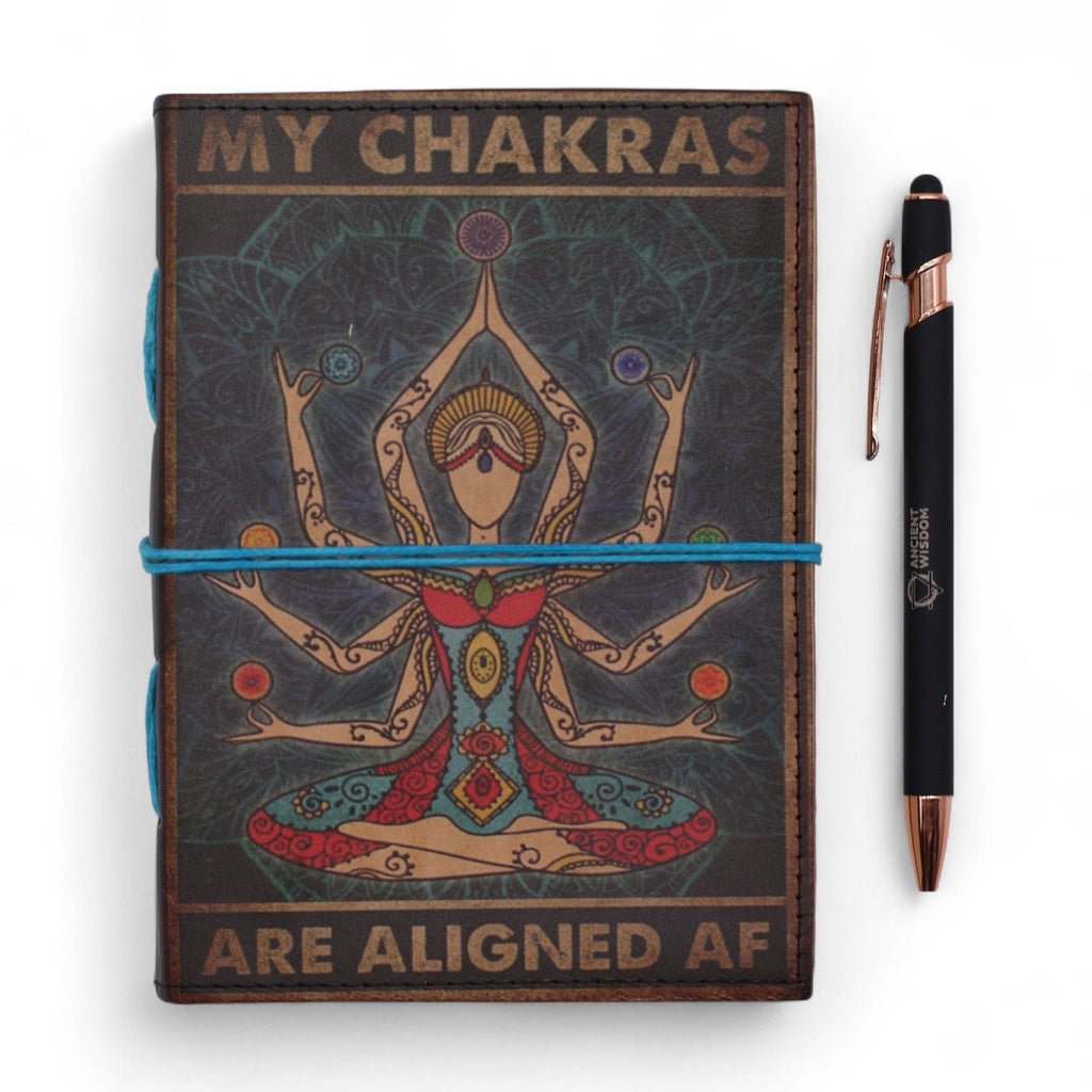 Leather Printed Notebook My Chakras Are Aligned AF with 200 Pages