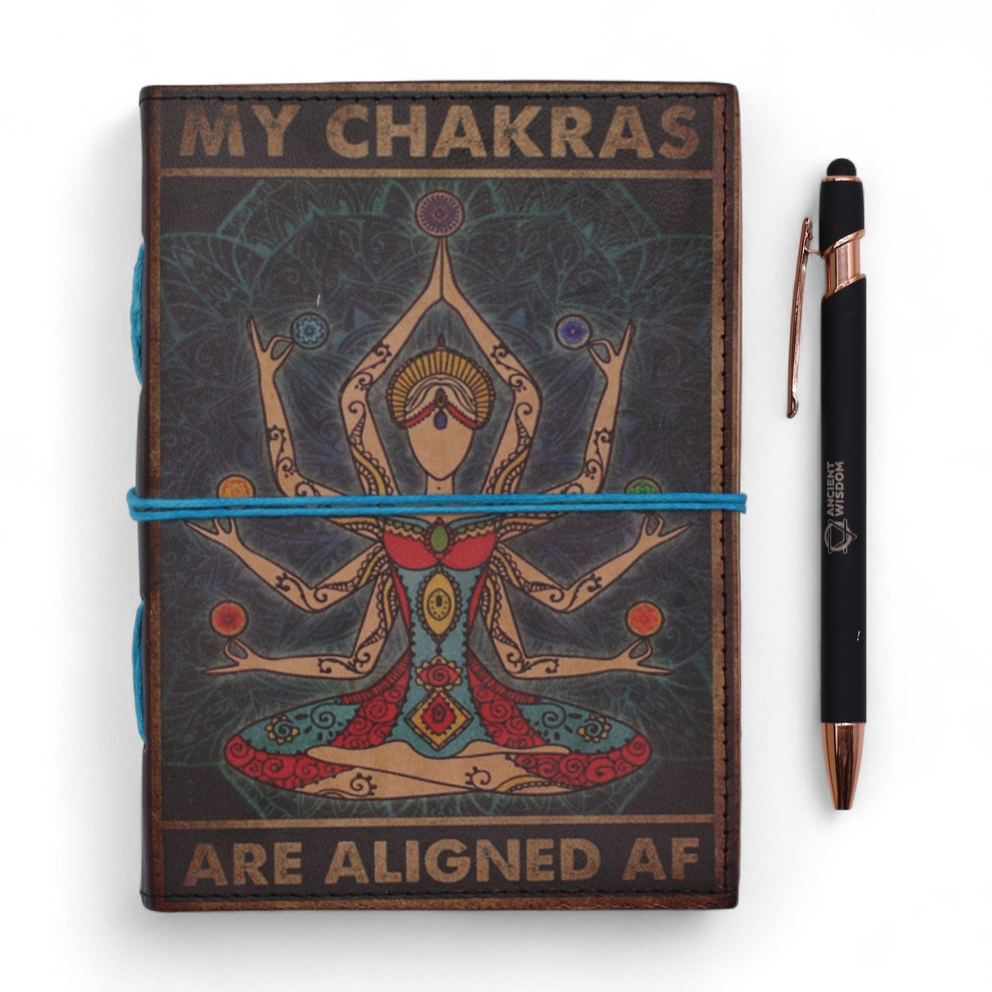 Leather Printed Notebook My Chakras Are Aligned AF with 200 Pages