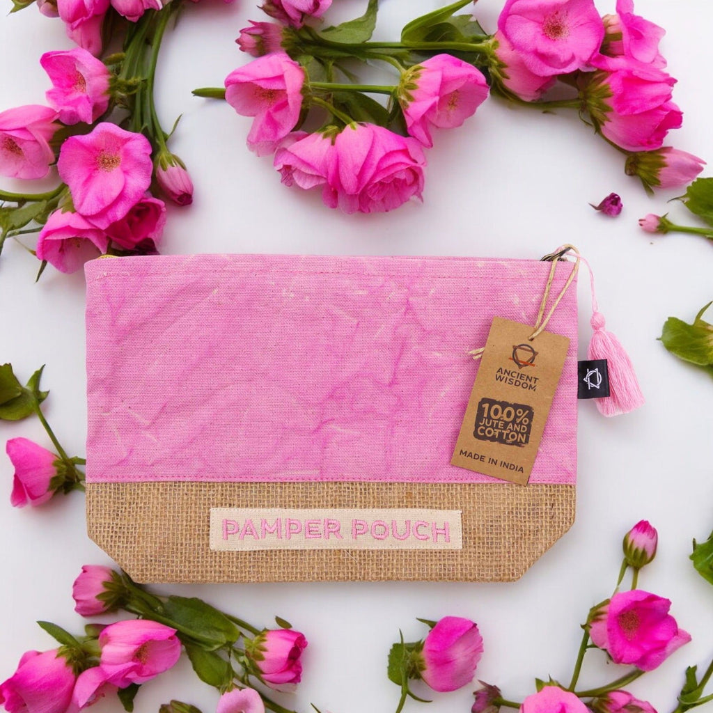 Pamper Pouch in Pink and Purple Stonewash for Daily Essentials