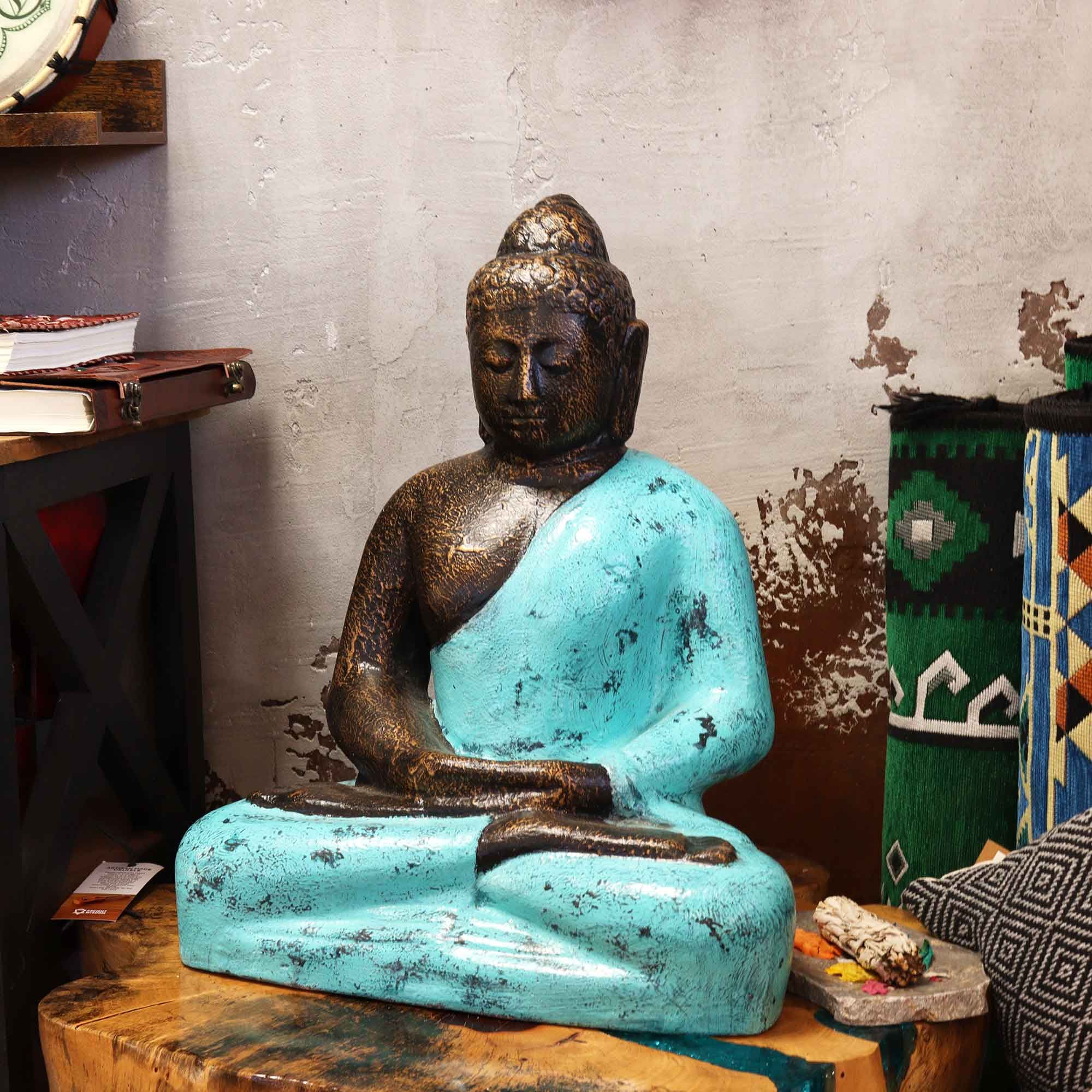 Medium Buddha Classic Turquoise & Stone Giant Buddha Statue
