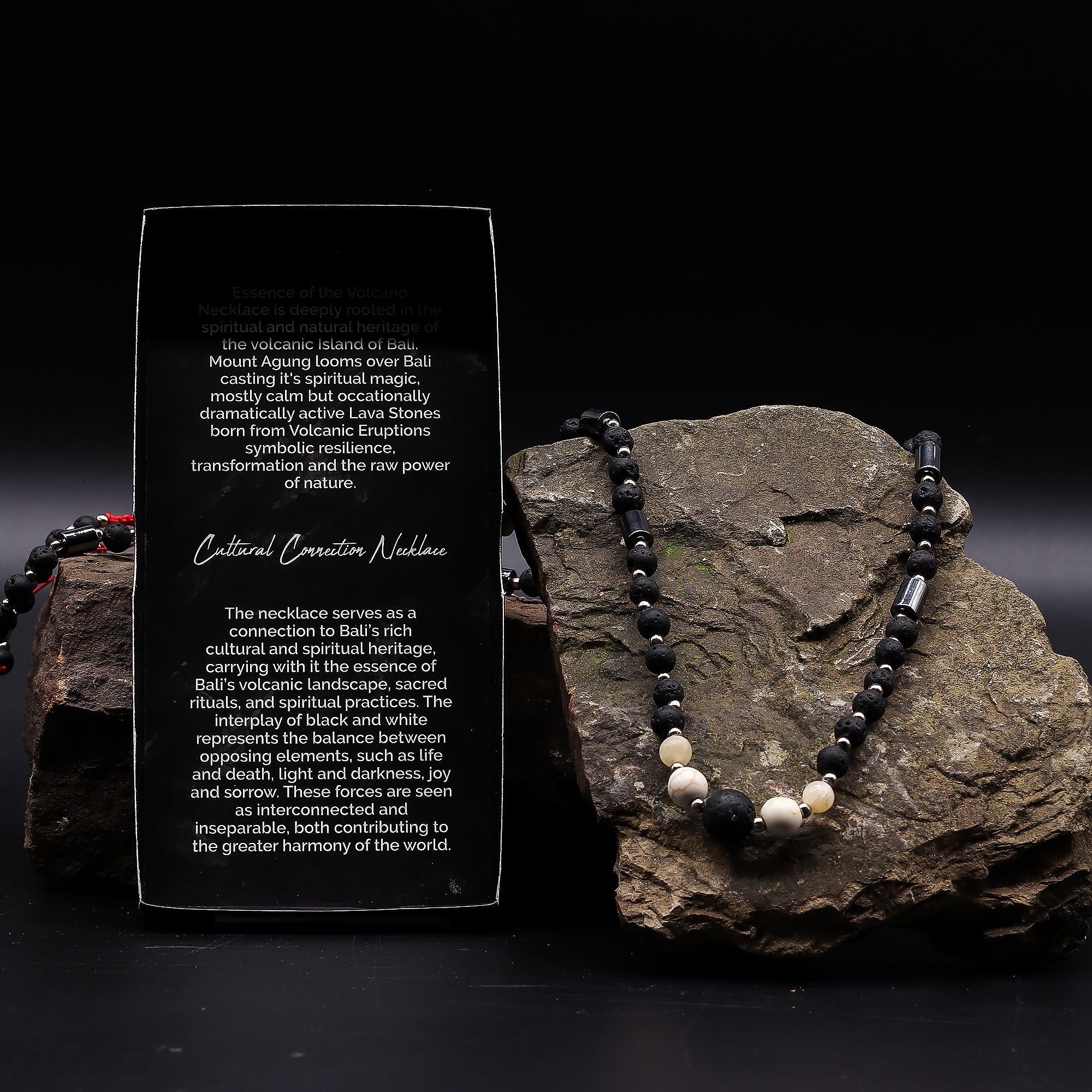 Essence of the Volcano Necklace with Black Lava and Howlite Stones