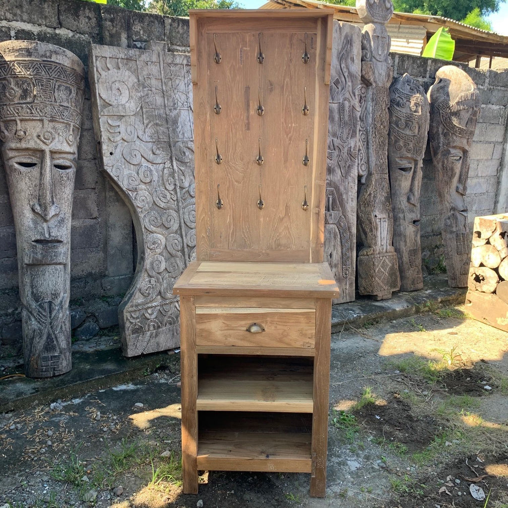 Display Stand with Hooks and Storage for Unique Home Decor Pieces