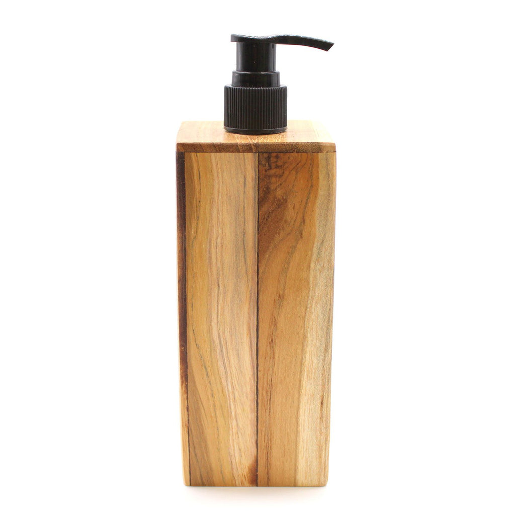 Natural Teakwood Square Soap Dispenser for Home Decor Elegance