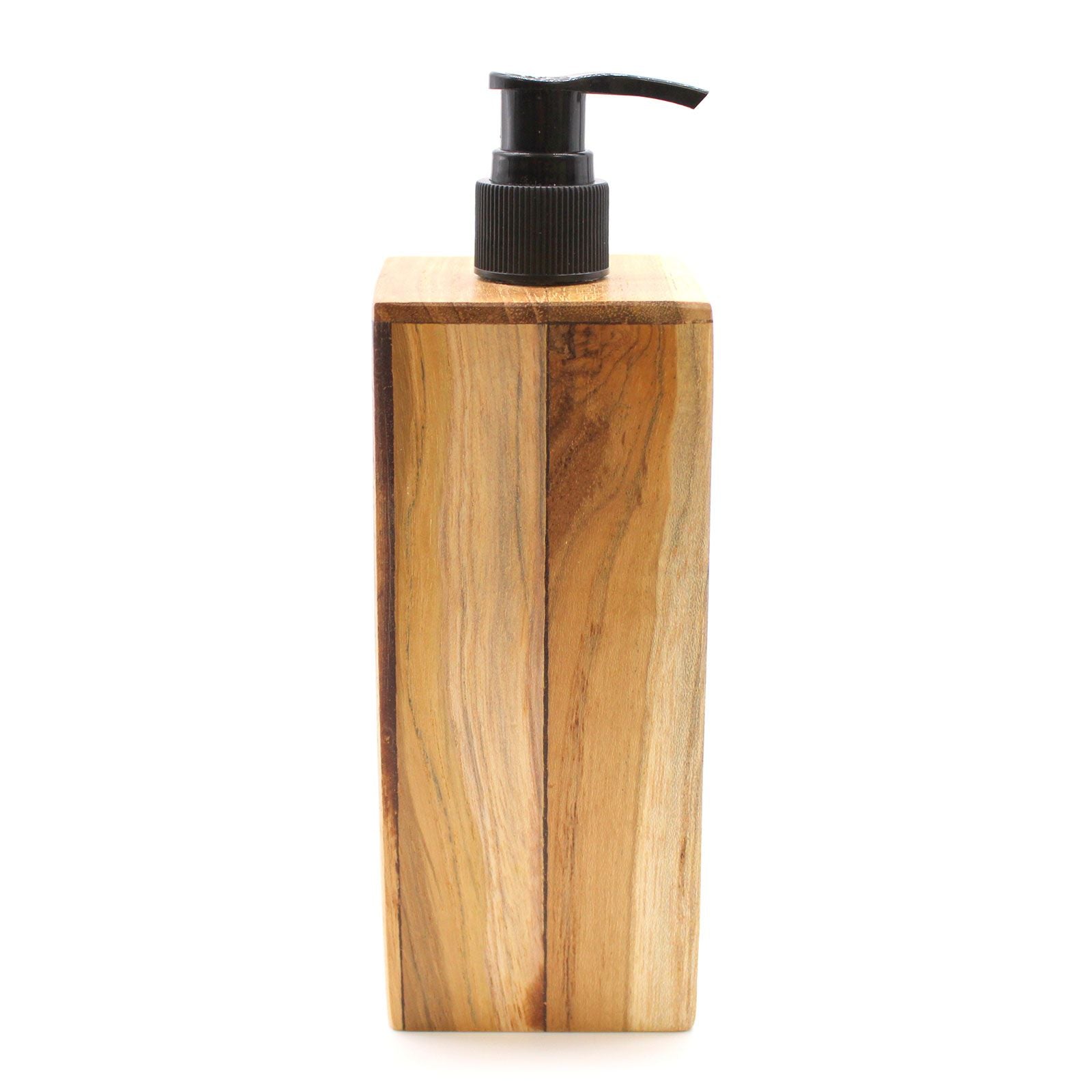Natural Teakwood Square Soap Dispenser for Home Decor Elegance